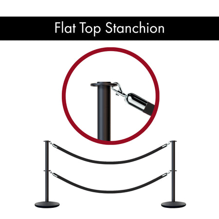 Flat Top Dual Rope Stanchion with Cast Iron Base - Montour Line CILineD - Crowd Control Warehouse