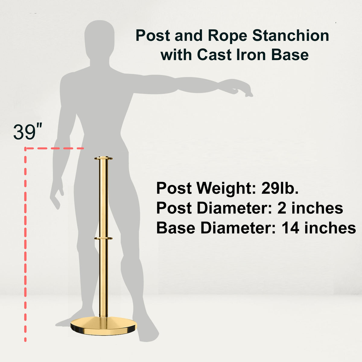 Flat Top Dual Rope Stanchion with Cast Iron Base - Montour Line CILineD - Crowd Control Warehouse
