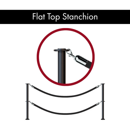 Flat Top Dual Rope Stanchion with Fixed Base - Montour Line CXLineDF - Crowd Control Warehouse