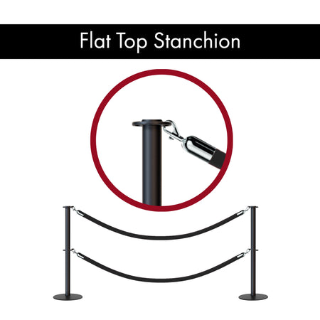 Flat Top Dual Rope Stanchion with Low Profile Base - Montour Line CXLineD - Crowd Control Warehouse
