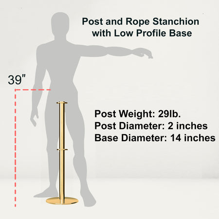 Flat Top Dual Rope Stanchion with Low Profile Base - Montour Line CXLineD - Crowd Control Warehouse