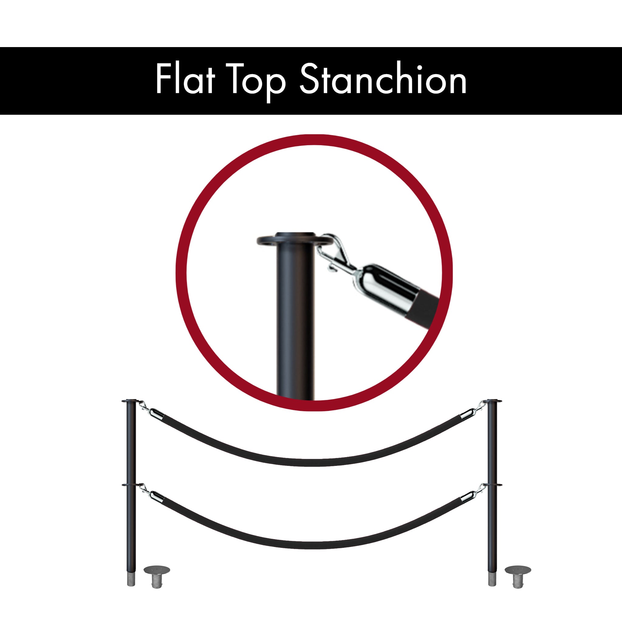 Flat Top Dual Rope Stanchion with Removable Base - Montour Line CXLineDR - Crowd Control Warehouse