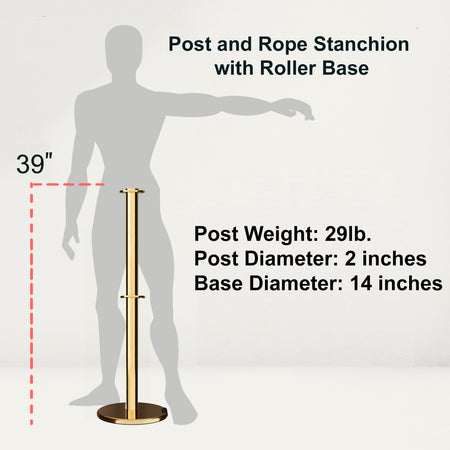 Flat Top Dual Rope Stanchion with Roller Base - Montour Line CELineD - Crowd Control Warehouse