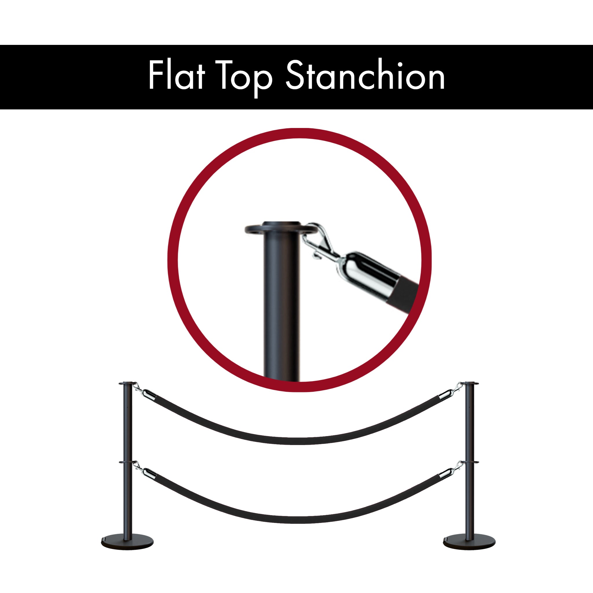 Flat Top Dual Rope Stanchion with Roller Base - Montour Line CELineD - Crowd Control Warehouse