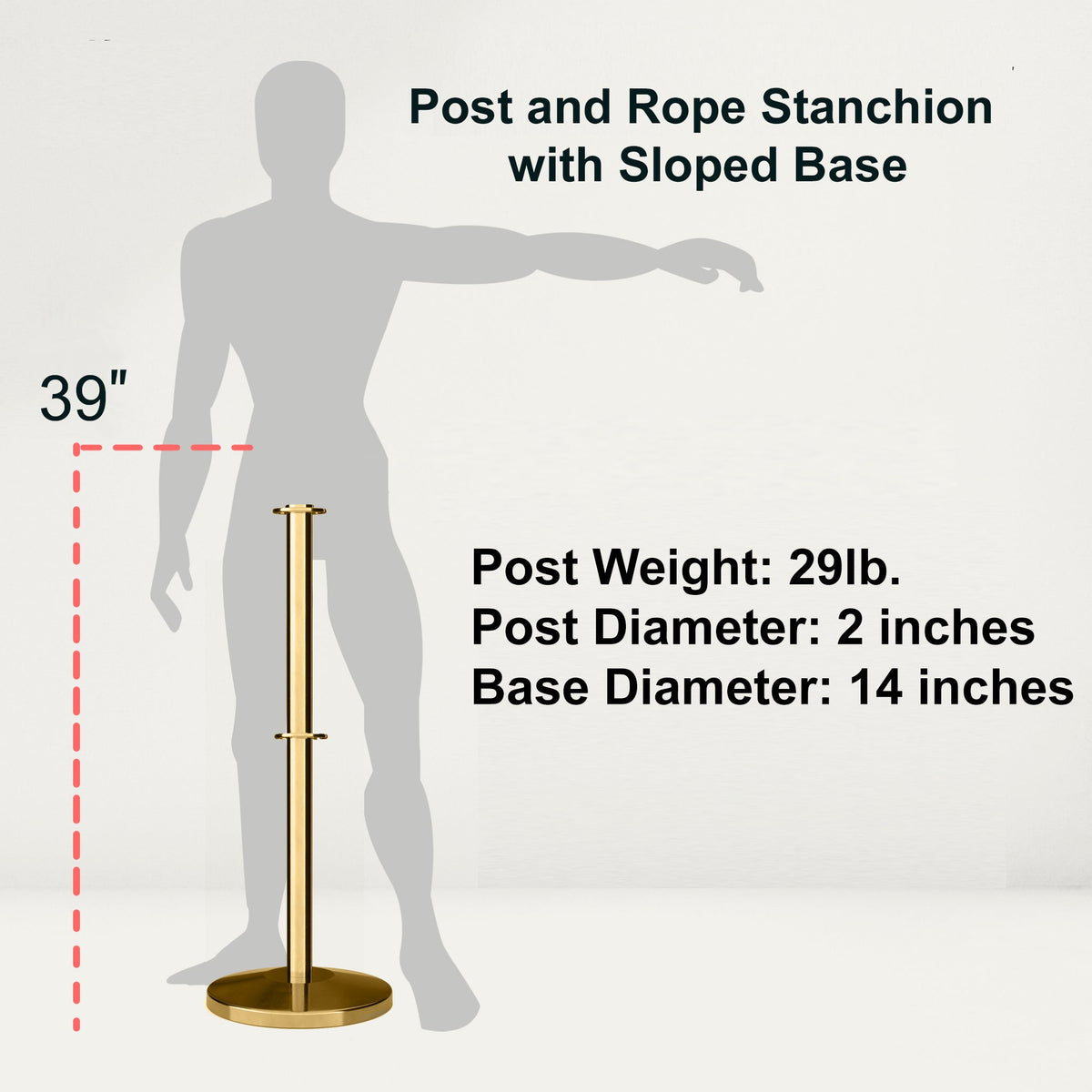 Flat Top Dual Rope Stanchion with Sloped Base - Montour Line CLineD - Crowd Control Warehouse
