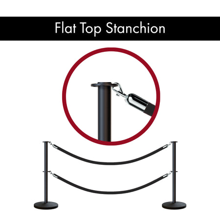 Flat Top Dual Rope Stanchion with Sloped Base - Montour Line CLineD - Crowd Control Warehouse