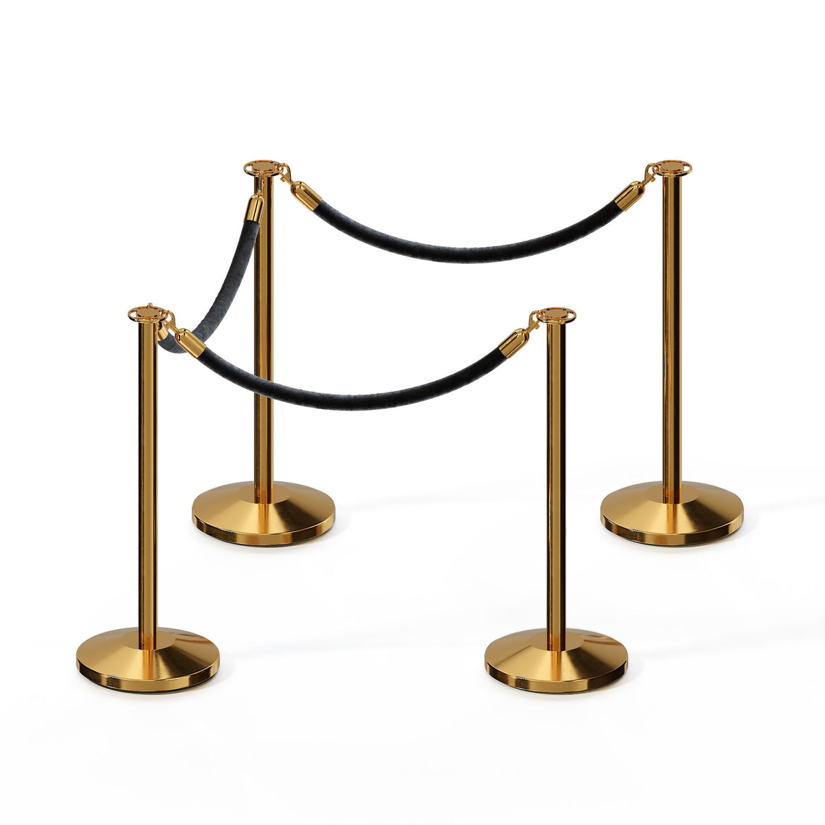 Flat Top Post and Rope Stanchion Kit - Montour Line - Crowd Control Warehouse