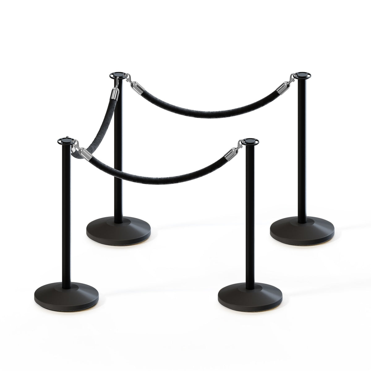 Flat Top Post and Rope Stanchion Kit - Montour Line - Crowd Control Warehouse