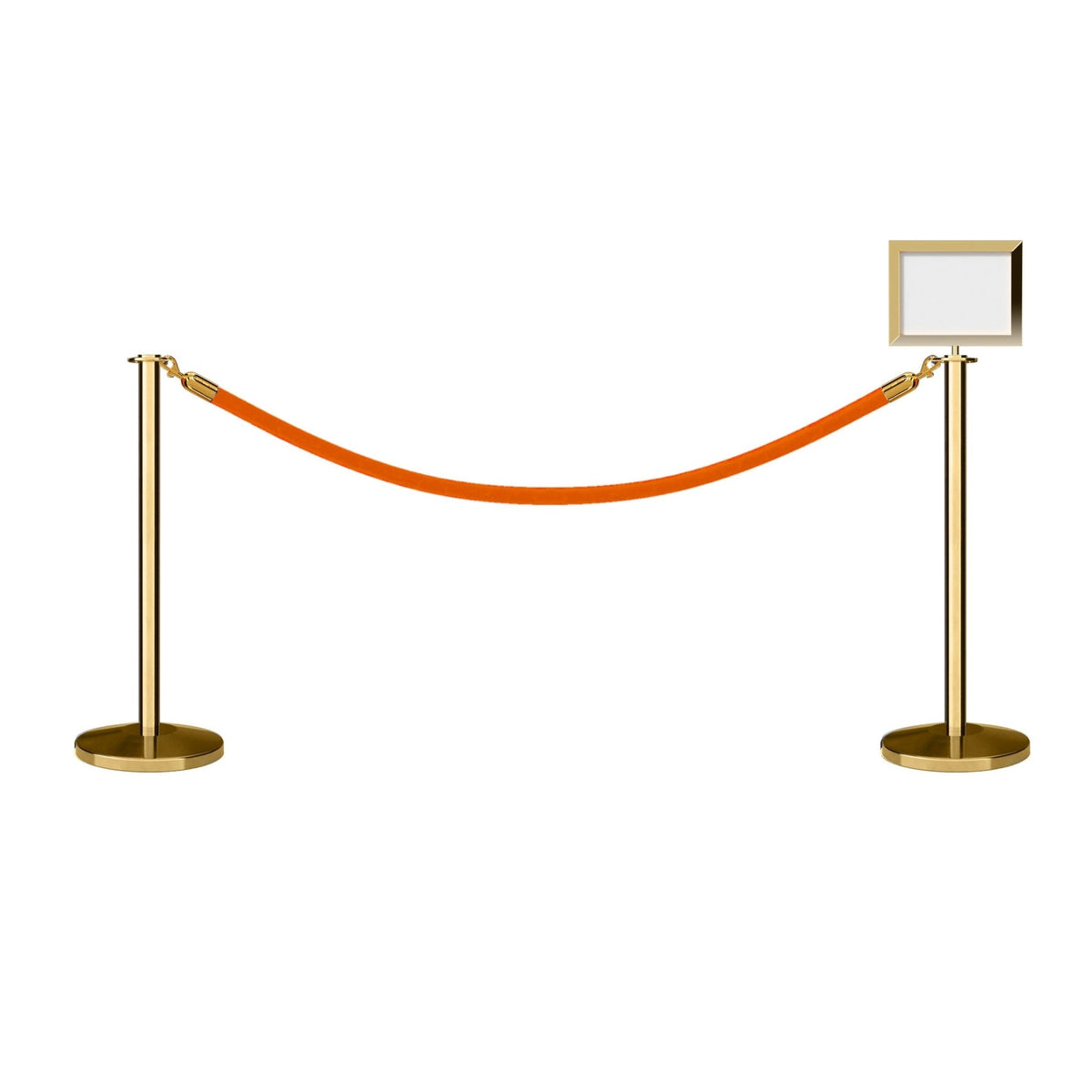 Flat Top Post and Rope Stanchion Kit with Sign Frame - Montour Line - Crowd Control Warehouse