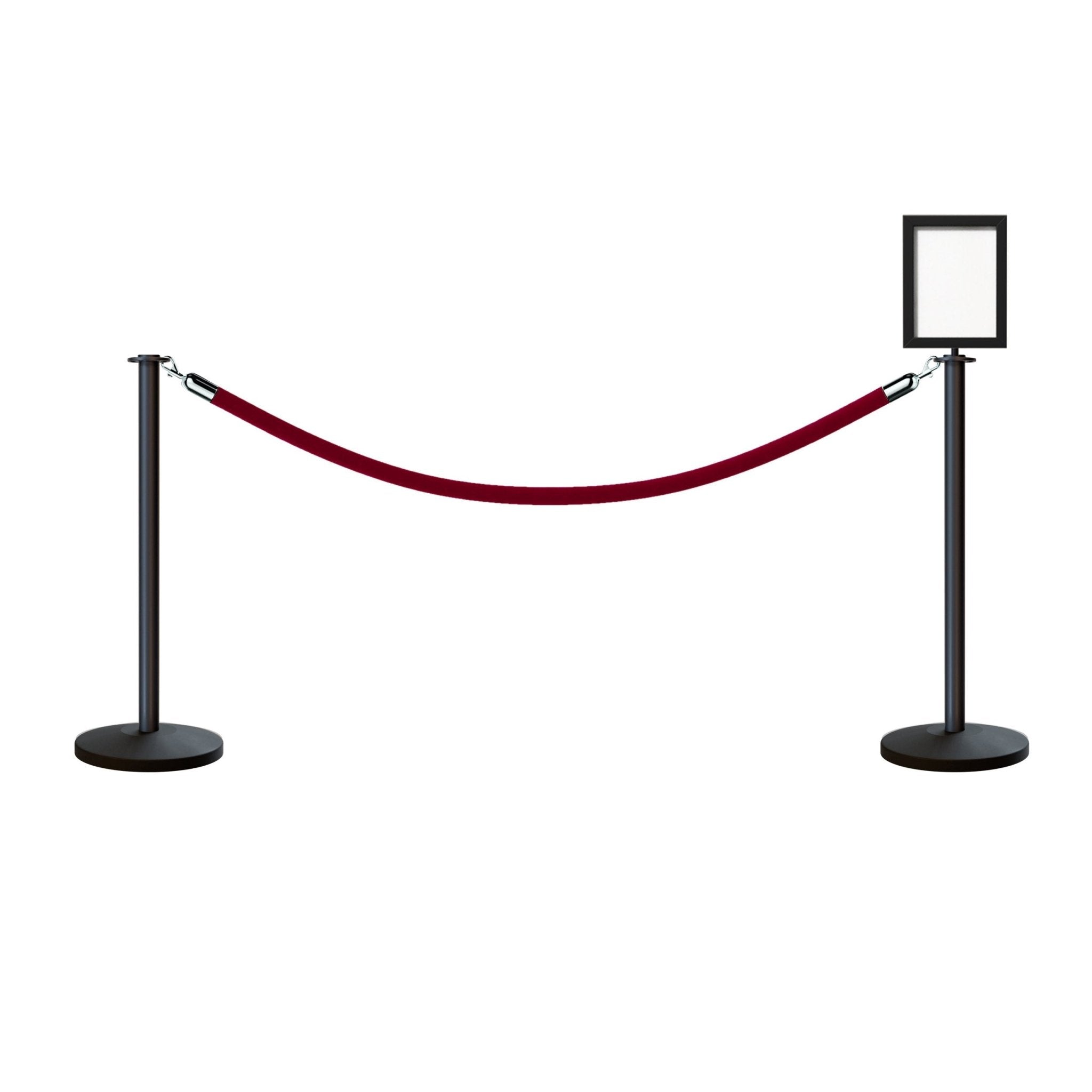 Flat Top Post and Rope Stanchion Kit with Sign Frame - Montour Line - Crowd Control Warehouse