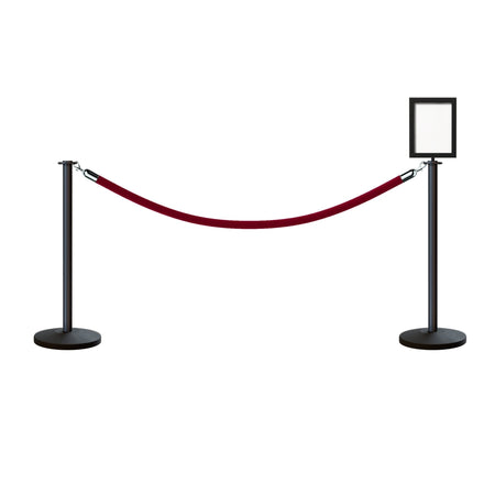 Flat Top Post and Rope Stanchion Kit with Sign Frame - Montour Line - Crowd Control Warehouse