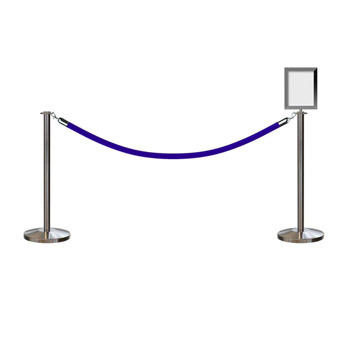 Flat Top Post and Rope Stanchion Kit with Sign Frame - Montour Line - Crowd Control Warehouse