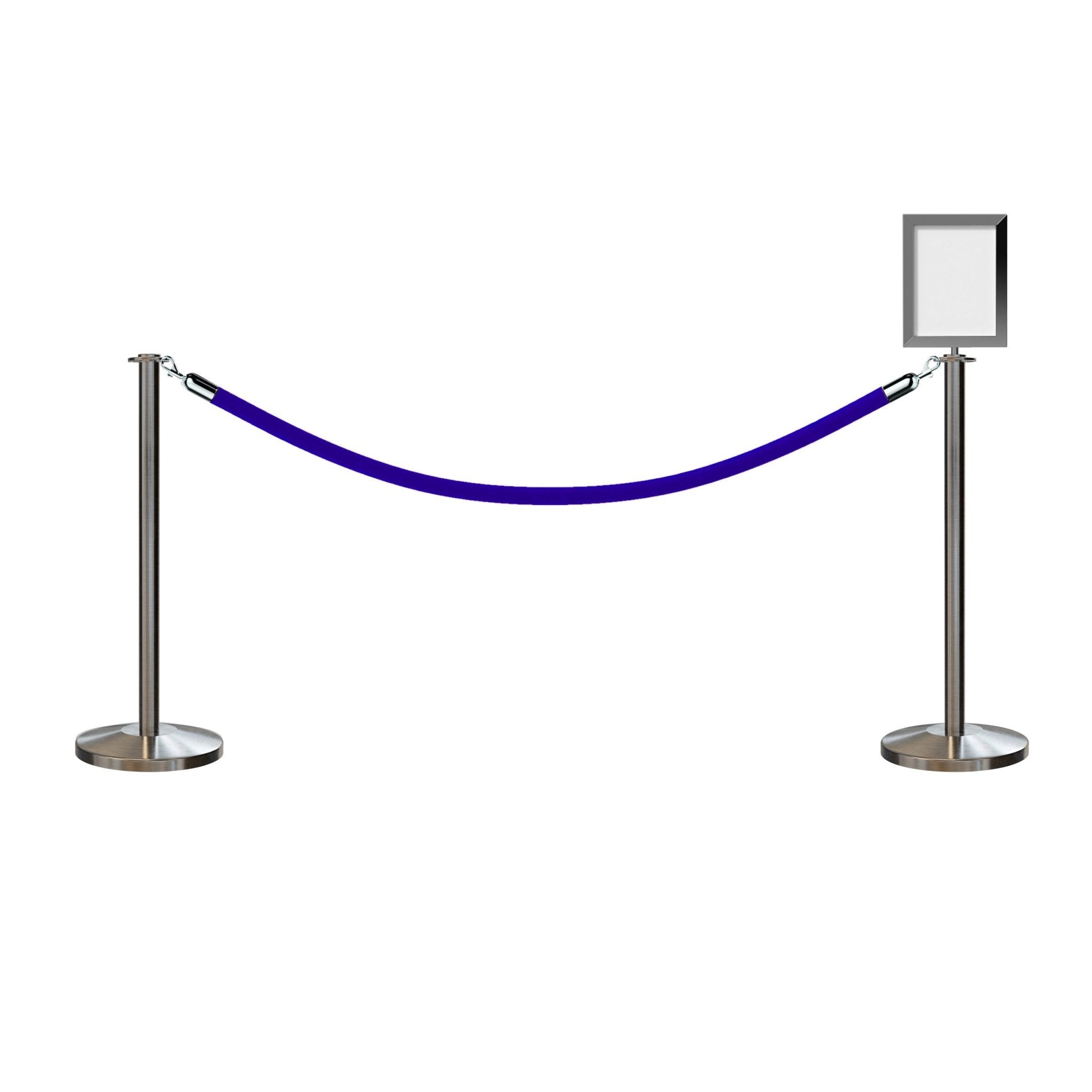 Flat Top Post and Rope Stanchion Kit with Sign Frame - Montour Line - Crowd Control Warehouse