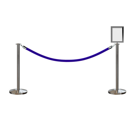 Flat Top Post and Rope Stanchion Kit with Sign Frame - Montour Line - Crowd Control Warehouse