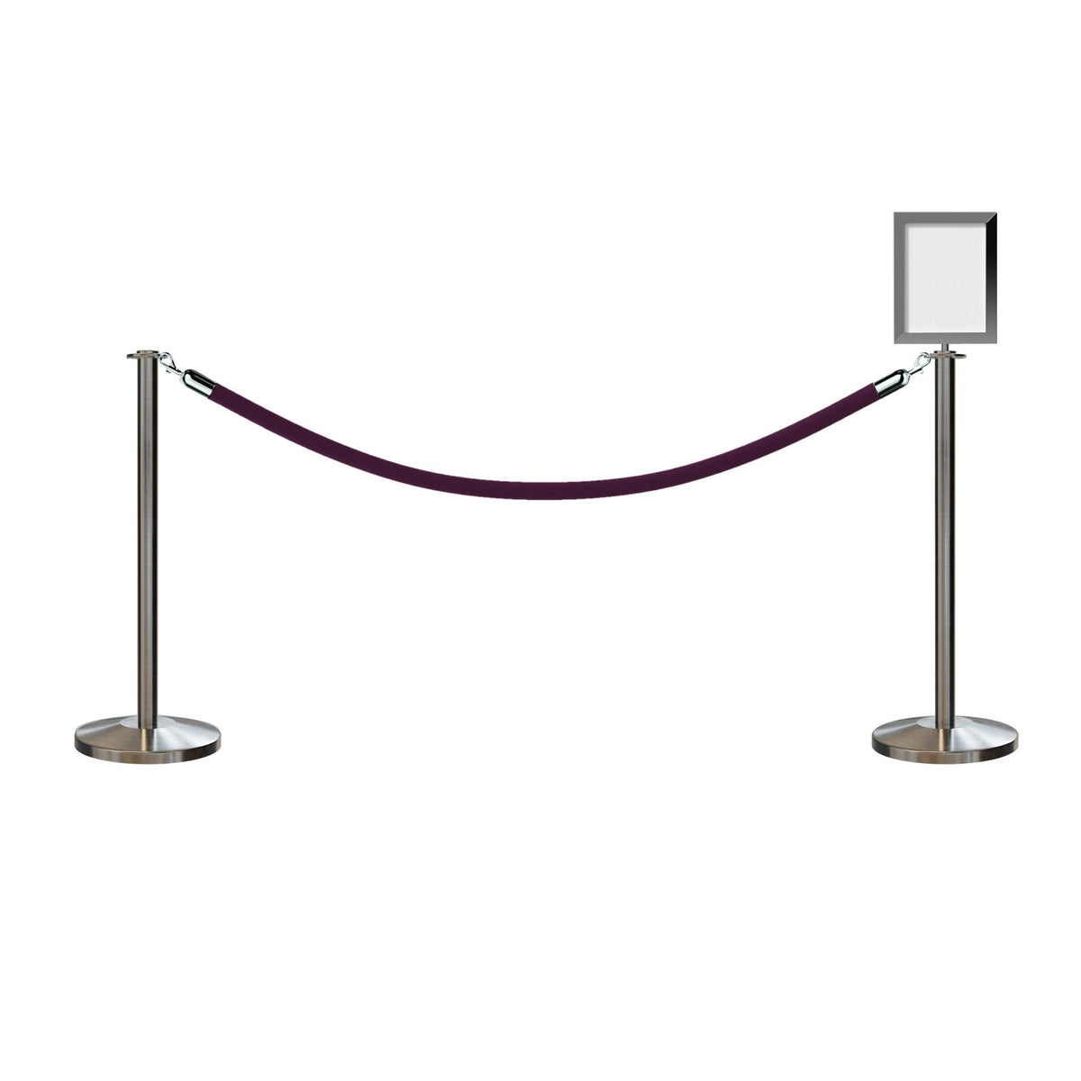 Flat Top Post and Rope Stanchion Kit with Sign Frame - Montour Line - Crowd Control Warehouse