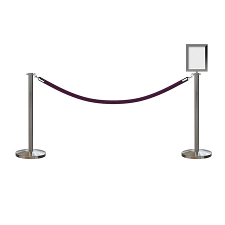 Flat Top Post and Rope Stanchion Kit with Sign Frame - Montour Line - Crowd Control Warehouse