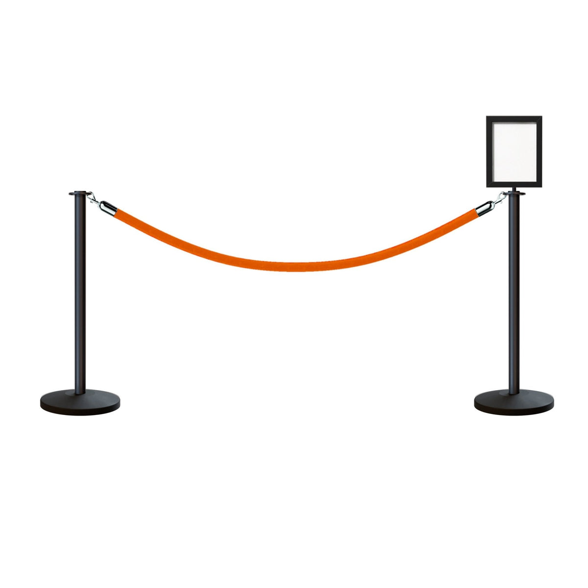 Flat Top Post and Rope Stanchion Kit with Sign Frame - Montour Line - Crowd Control Warehouse