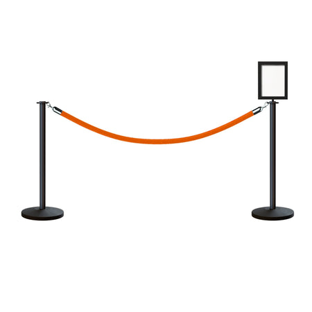 Flat Top Post and Rope Stanchion Kit with Sign Frame - Montour Line - Crowd Control Warehouse