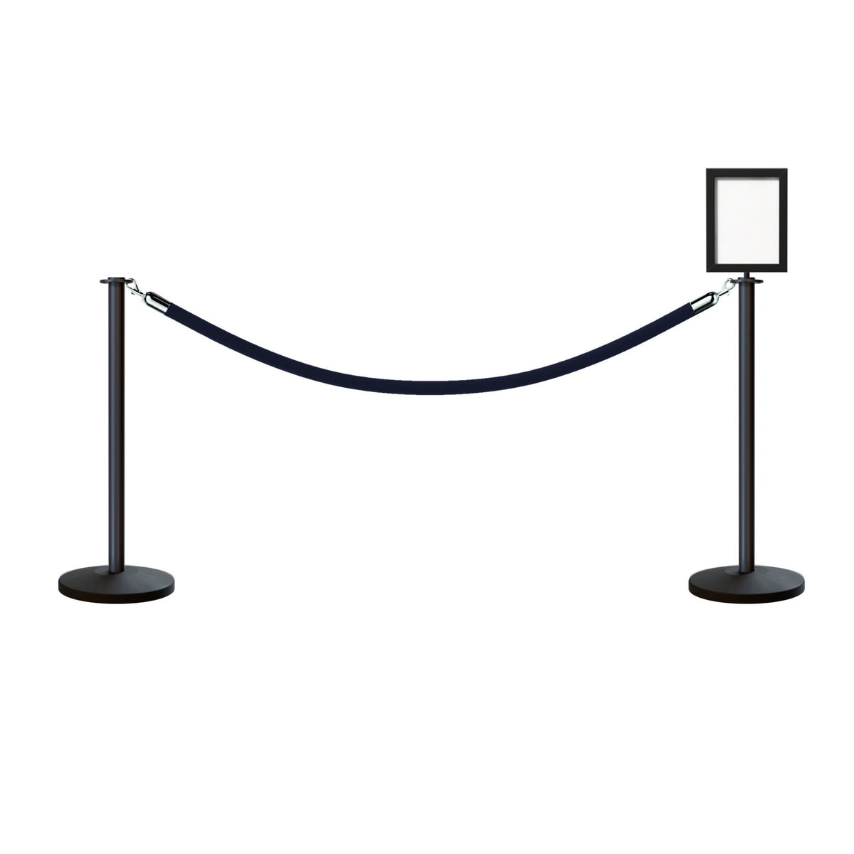 Flat Top Post and Rope Stanchion Kit with Sign Frame - Montour Line - Crowd Control Warehouse