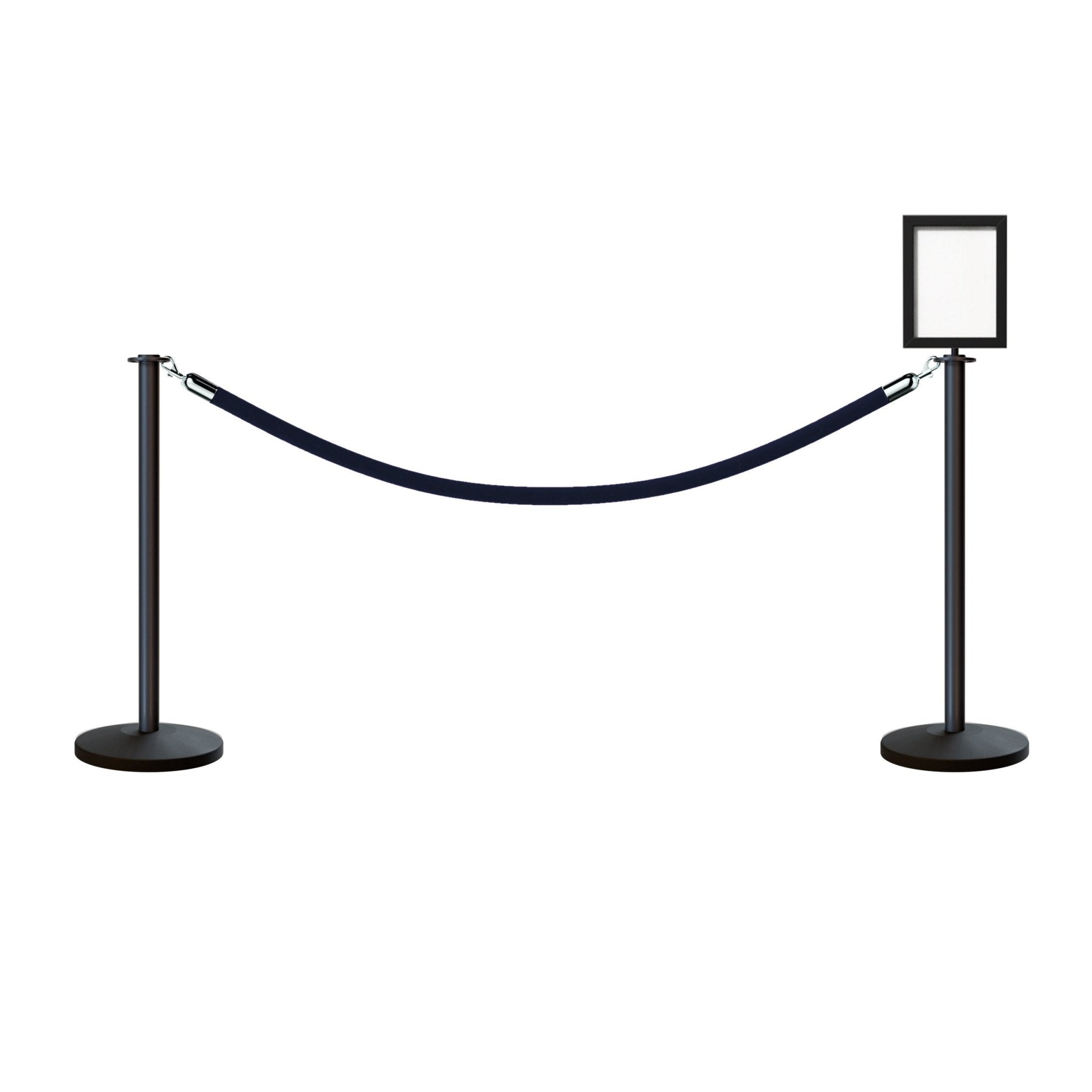 Flat Top Post and Rope Stanchion Kit with Sign Frame - Montour Line - Crowd Control Warehouse