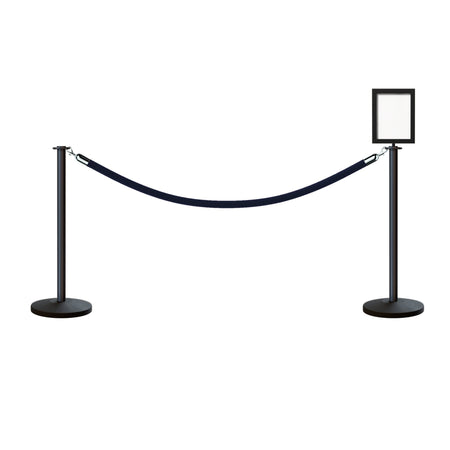 Flat Top Post and Rope Stanchion Kit with Sign Frame - Montour Line - Crowd Control Warehouse