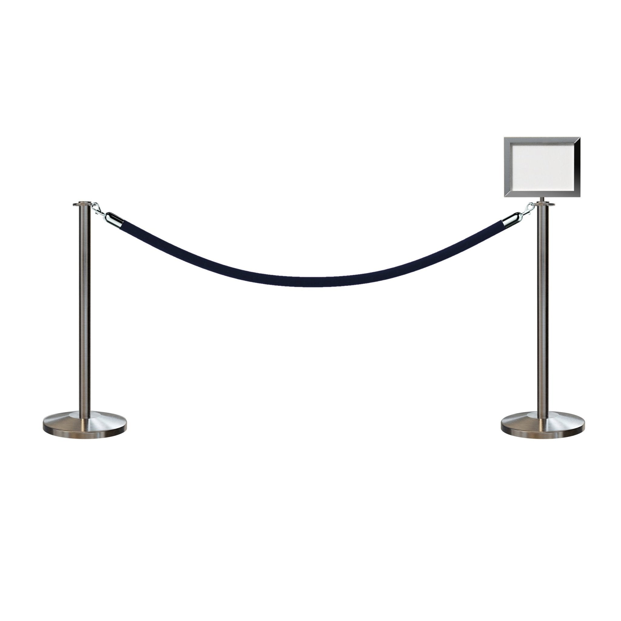 Flat Top Post and Rope Stanchion Kit with Sign Frame - Montour Line - Crowd Control Warehouse