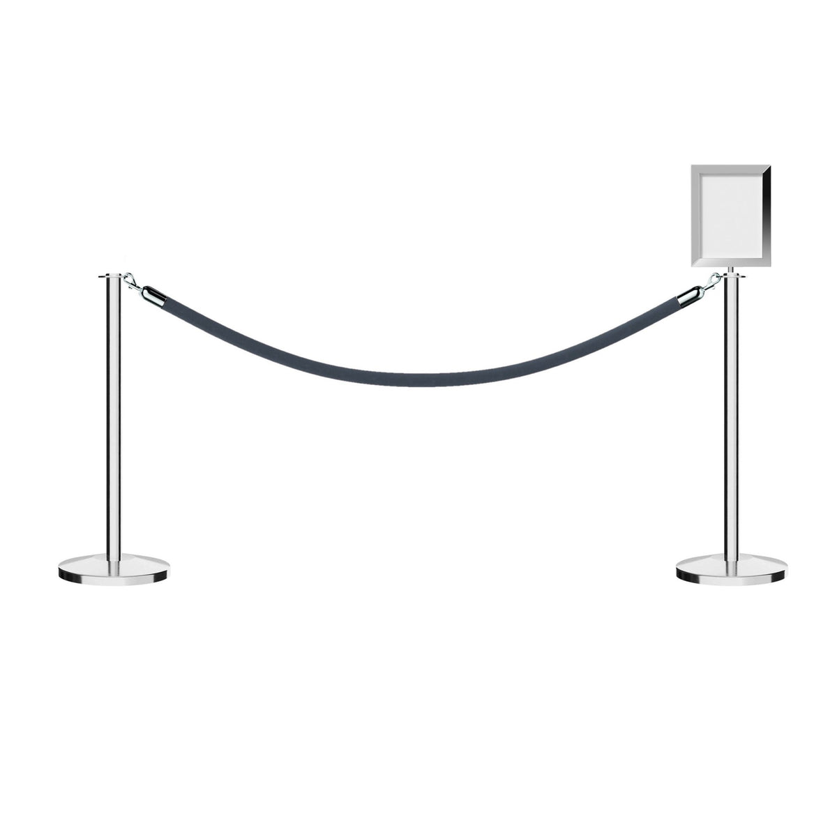 Flat Top Post and Rope Stanchion Kit with Sign Frame - Montour Line - Crowd Control Warehouse