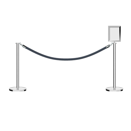 Flat Top Post and Rope Stanchion Kit with Sign Frame - Montour Line - Crowd Control Warehouse