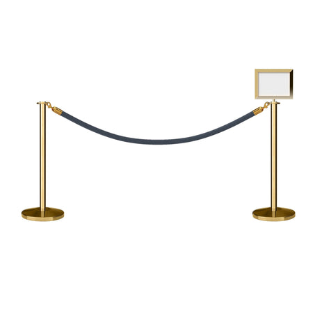 Flat Top Post and Rope Stanchion Kit with Sign Frame - Montour Line - Crowd Control Warehouse