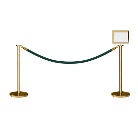 Flat Top Post and Rope Stanchion Kit with Sign Frame - Montour Line - Crowd Control Warehouse