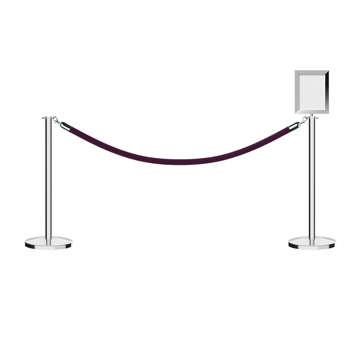 Flat Top Post and Rope Stanchion Kit with Sign Frame - Montour Line - Crowd Control Warehouse