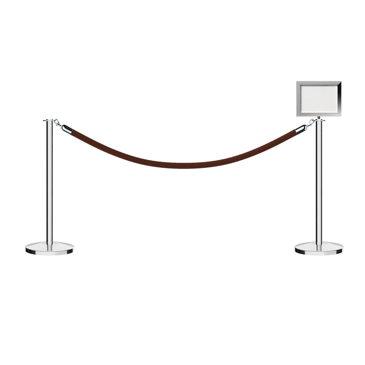 Flat Top Post and Rope Stanchion Kit with Sign Frame - Montour Line - Crowd Control Warehouse