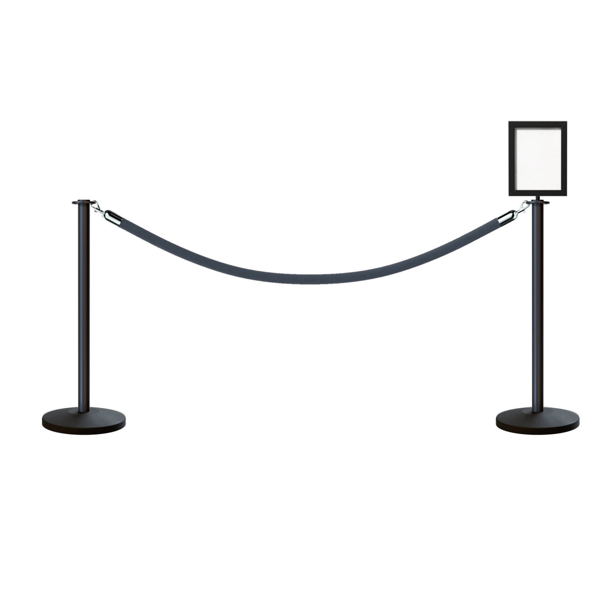Flat Top Post and Rope Stanchion Kit with Sign Frame - Montour Line - Crowd Control Warehouse