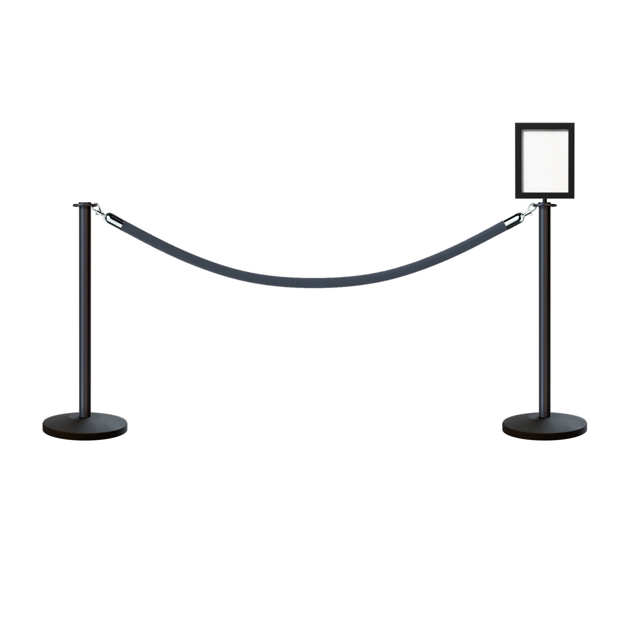 Flat Top Post and Rope Stanchion Kit with Sign Frame - Montour Line - Crowd Control Warehouse