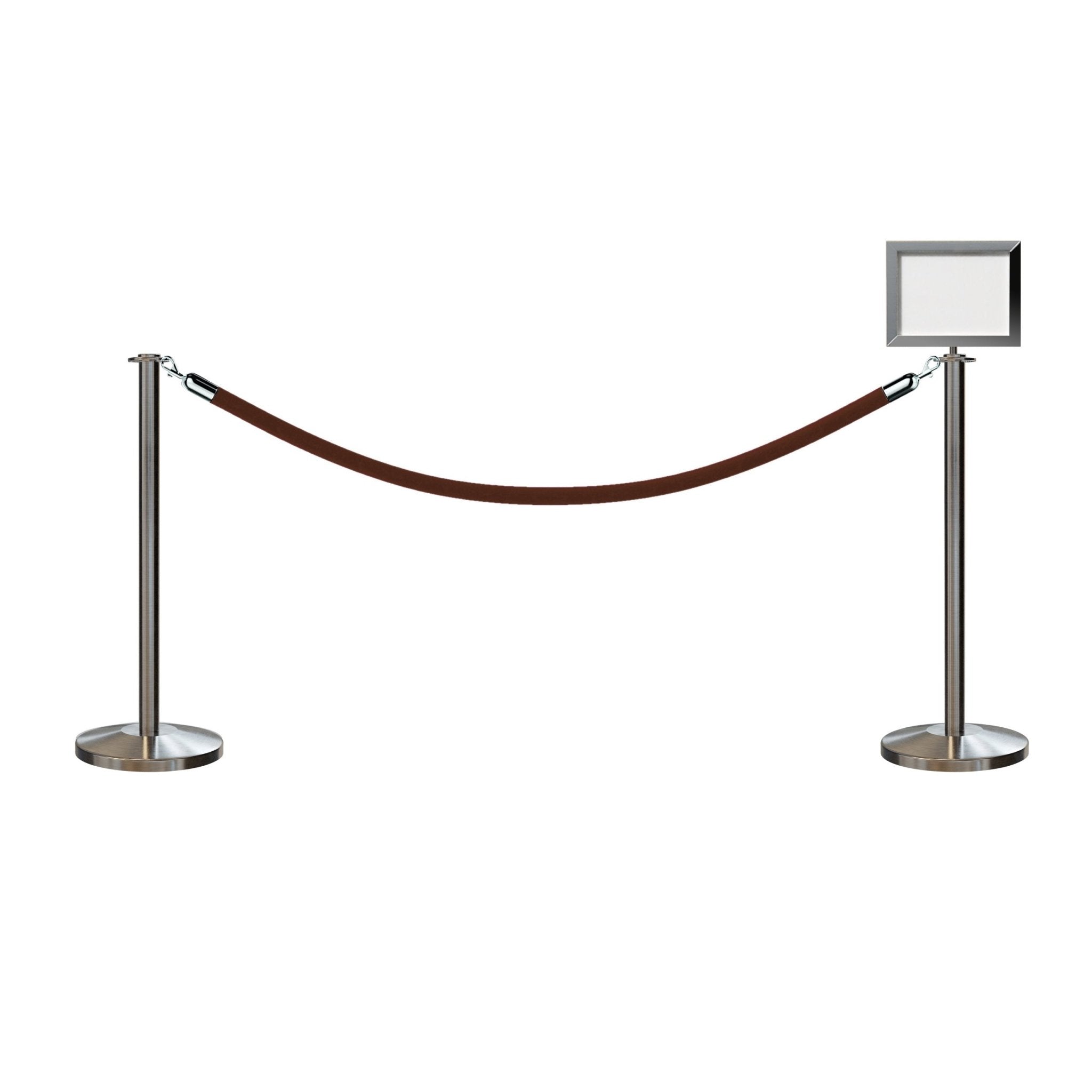 Flat Top Post and Rope Stanchion Kit with Sign Frame - Montour Line - Crowd Control Warehouse