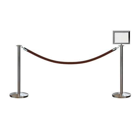 Flat Top Post and Rope Stanchion Kit with Sign Frame - Montour Line - Crowd Control Warehouse