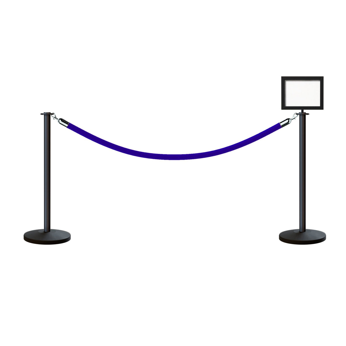 Flat Top Post and Rope Stanchion Kit with Sign Frame - Montour Line - Crowd Control Warehouse