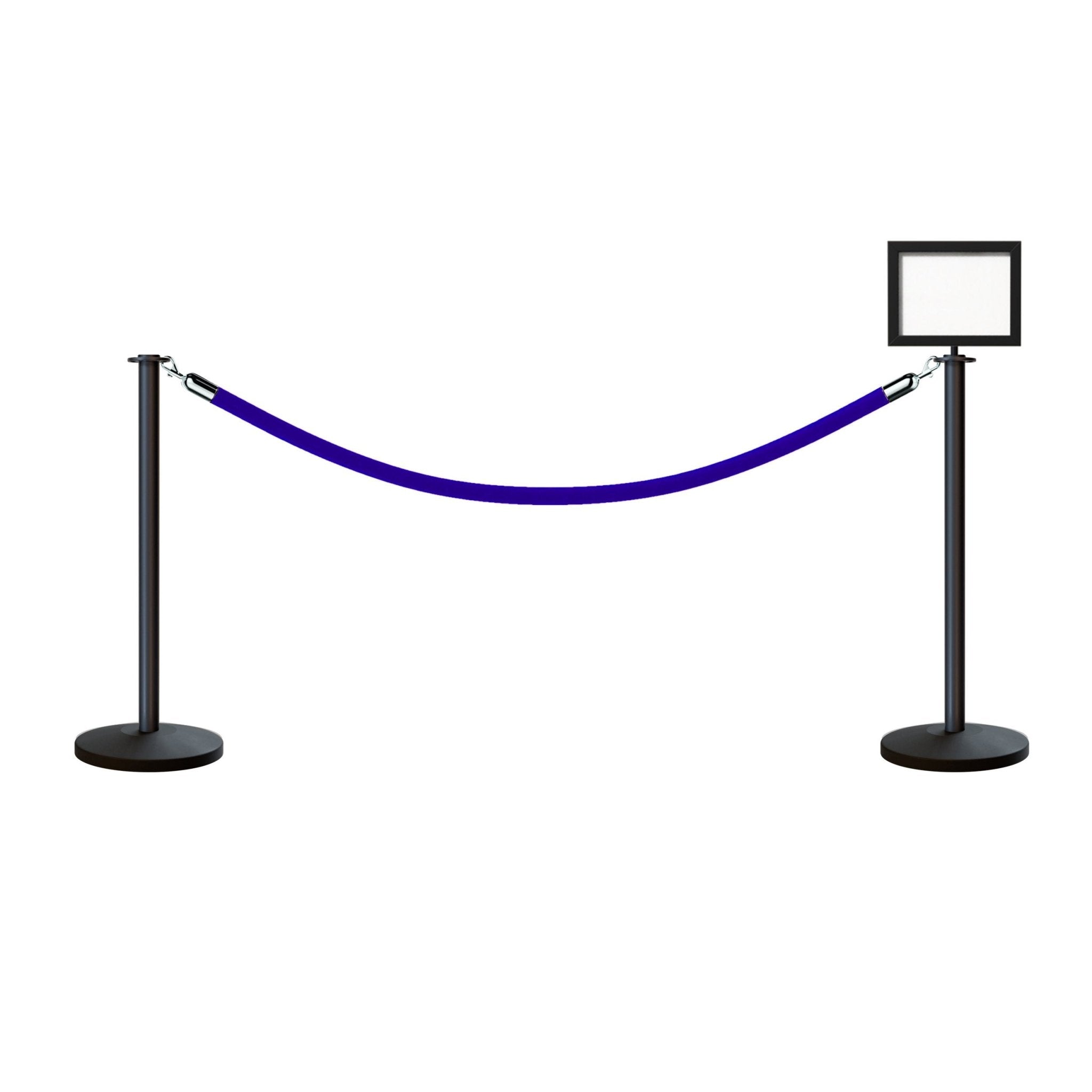 Flat Top Post and Rope Stanchion Kit with Sign Frame - Montour Line - Crowd Control Warehouse