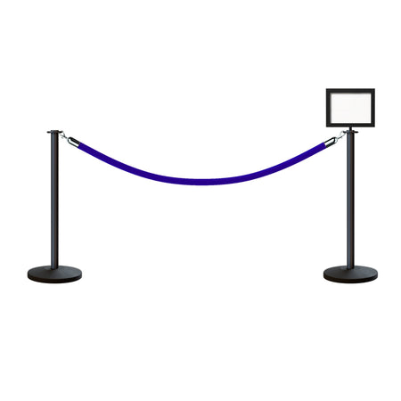 Flat Top Post and Rope Stanchion Kit with Sign Frame - Montour Line - Crowd Control Warehouse
