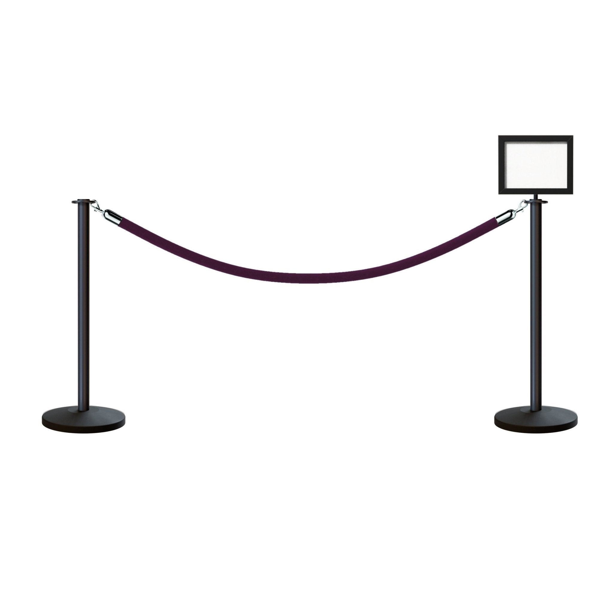 Flat Top Post and Rope Stanchion Kit with Sign Frame - Montour Line - Crowd Control Warehouse