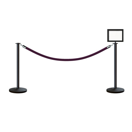 Flat Top Post and Rope Stanchion Kit with Sign Frame - Montour Line - Crowd Control Warehouse