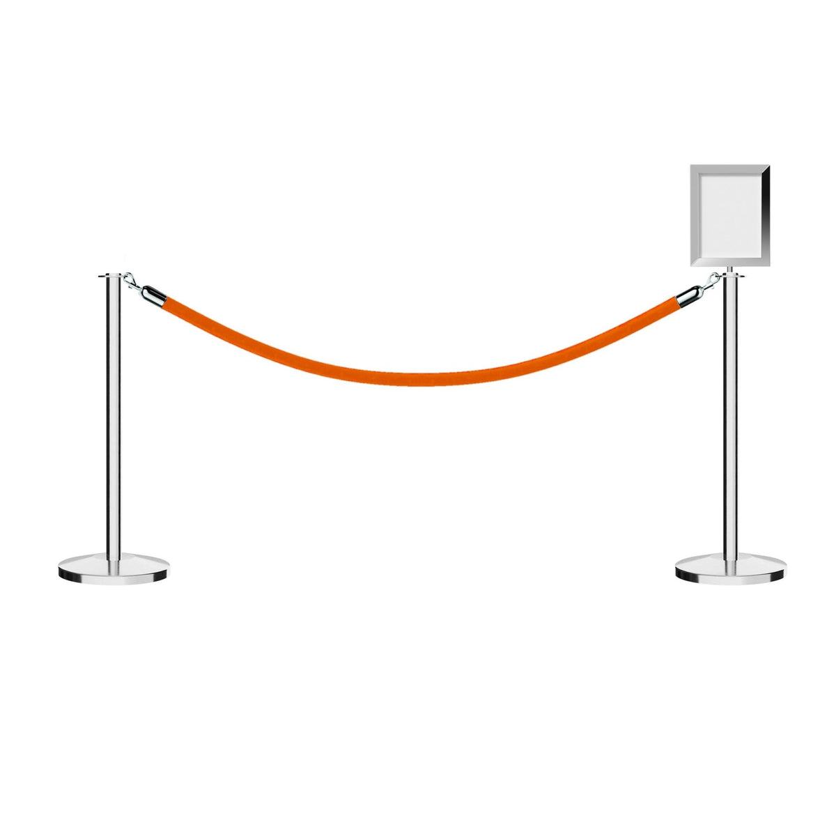 Flat Top Post and Rope Stanchion Kit with Sign Frame - Montour Line - Crowd Control Warehouse