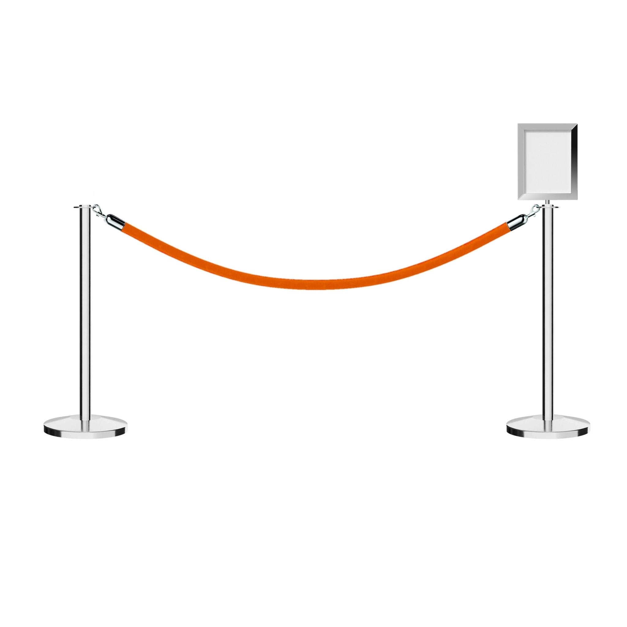 Flat Top Post and Rope Stanchion Kit with Sign Frame - Montour Line - Crowd Control Warehouse