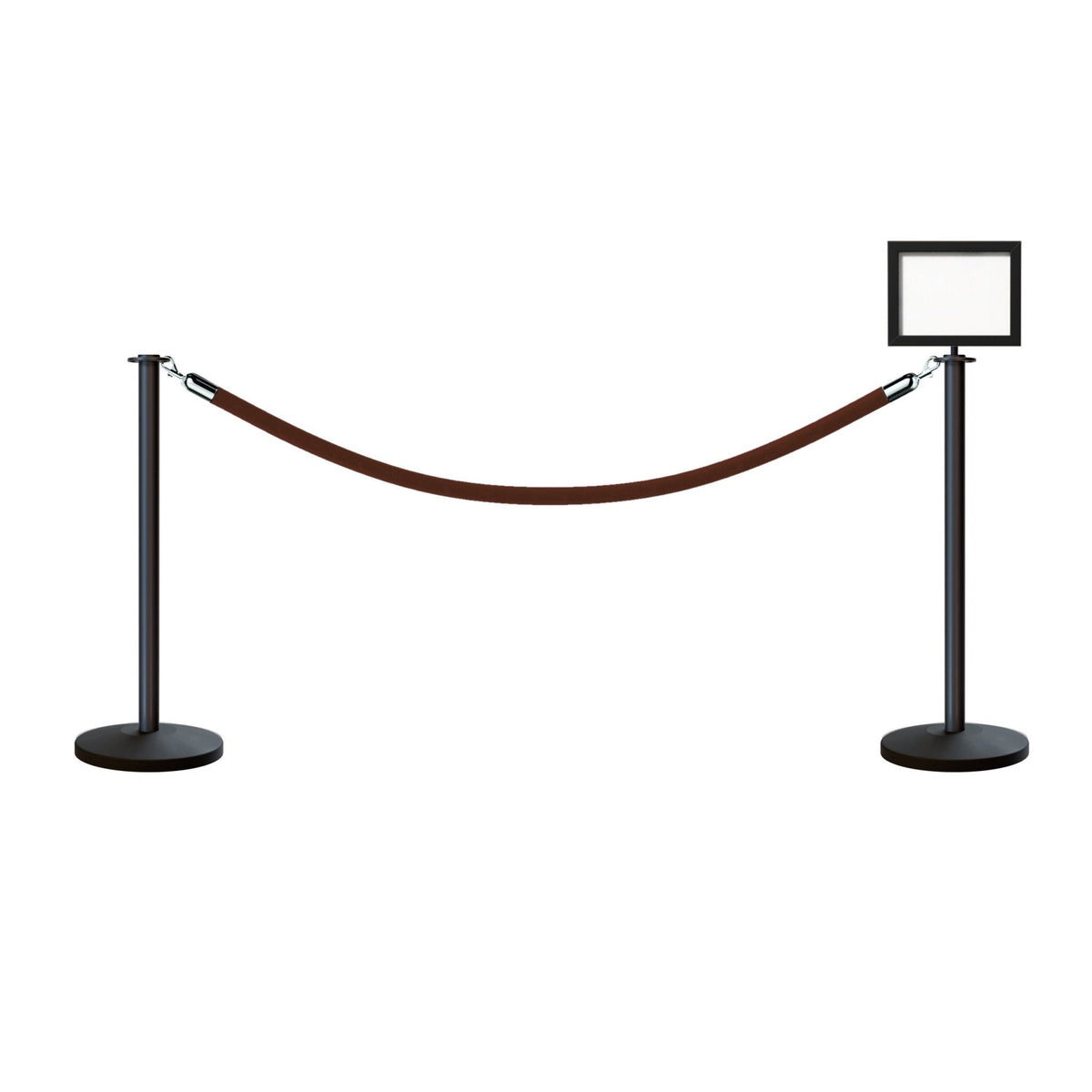 Flat Top Post and Rope Stanchion Kit with Sign Frame - Montour Line - Crowd Control Warehouse