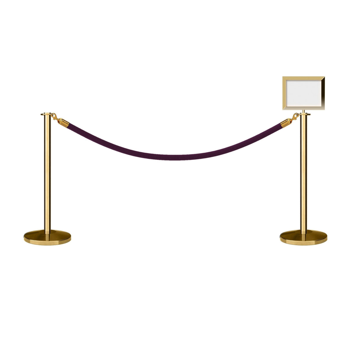 Flat Top Post and Rope Stanchion Kit with Sign Frame - Montour Line - Crowd Control Warehouse