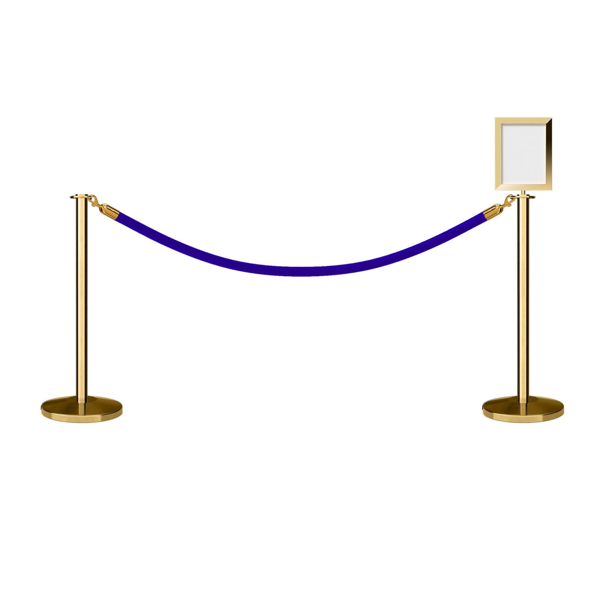 Flat Top Post and Rope Stanchion Kit with Sign Frame - Montour Line - Crowd Control Warehouse