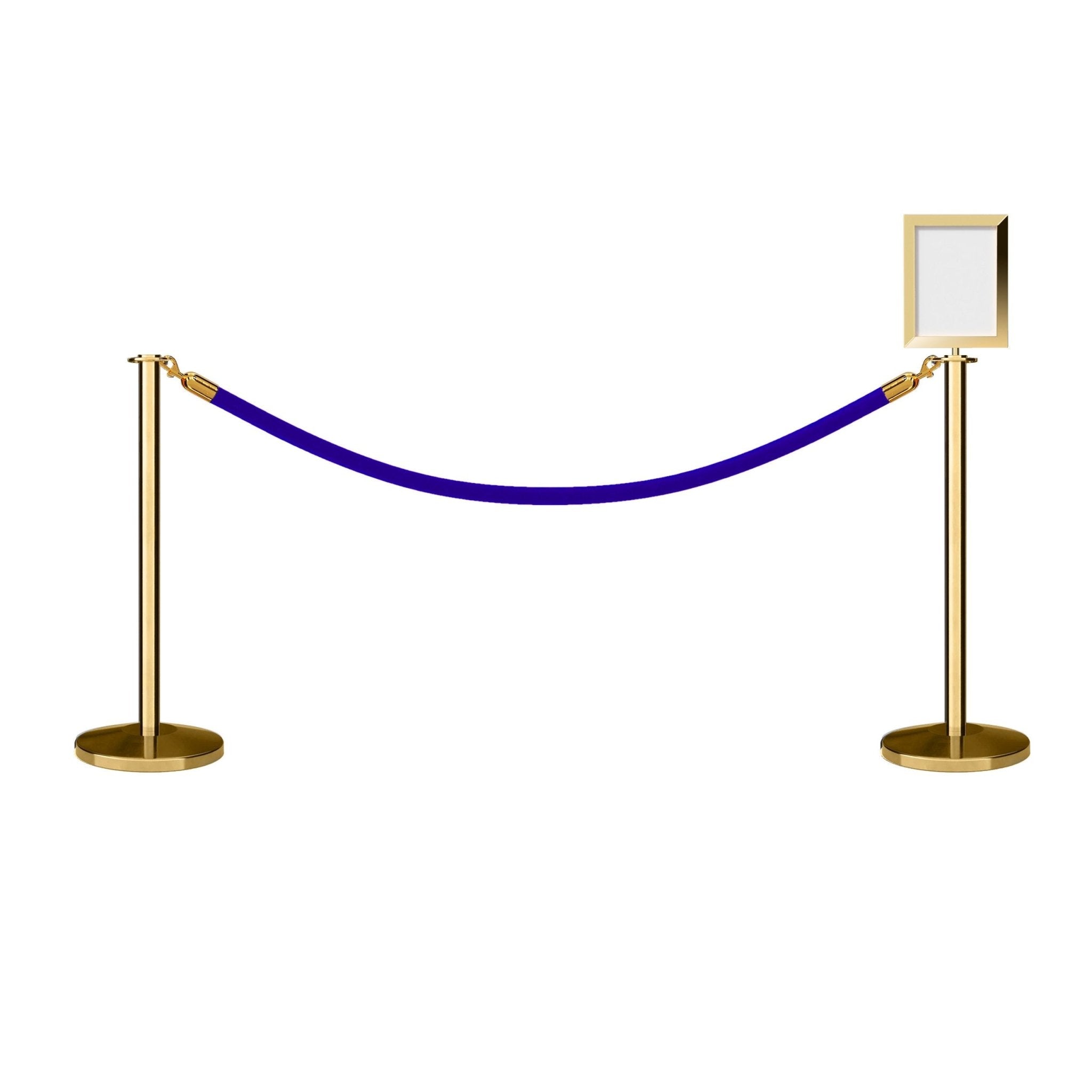 Flat Top Post and Rope Stanchion Kit with Sign Frame - Montour Line - Crowd Control Warehouse