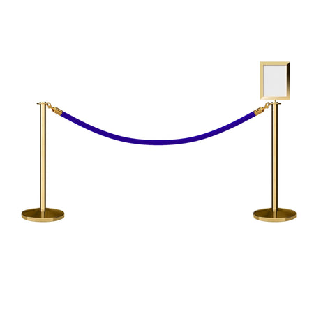 Flat Top Post and Rope Stanchion Kit with Sign Frame - Montour Line - Crowd Control Warehouse