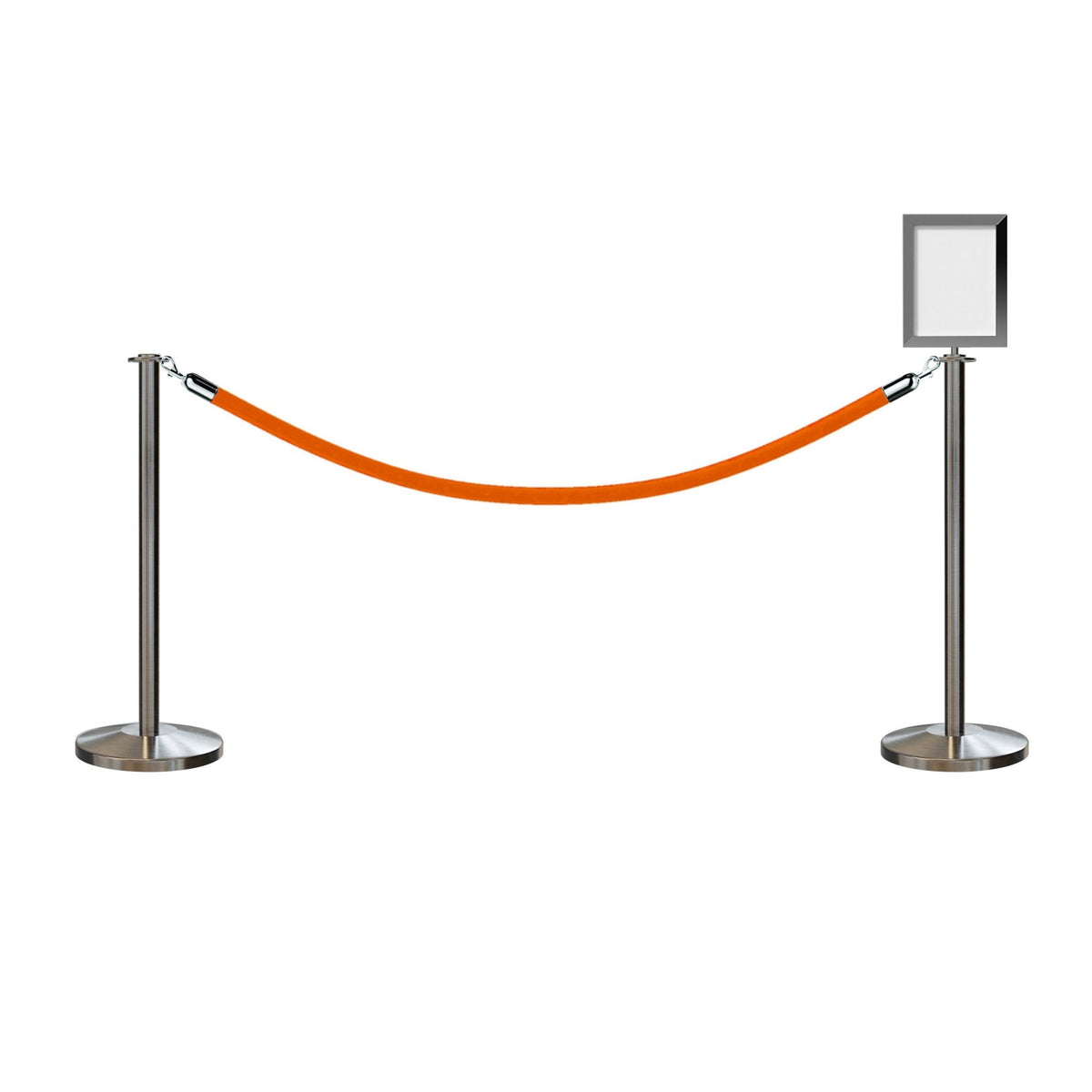Flat Top Post and Rope Stanchion Kit with Sign Frame - Montour Line - Crowd Control Warehouse