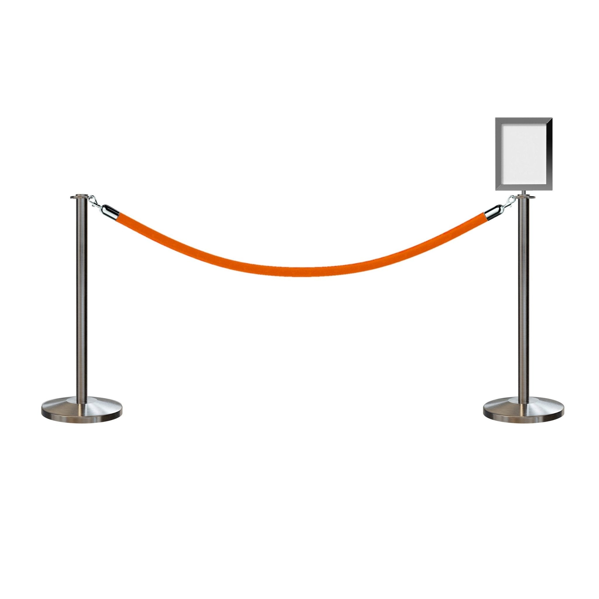 Flat Top Post and Rope Stanchion Kit with Sign Frame - Montour Line - Crowd Control Warehouse
